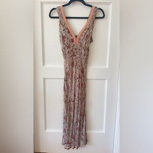 Floral Print Maxi Dress - Dusty Pink and Dark Blush